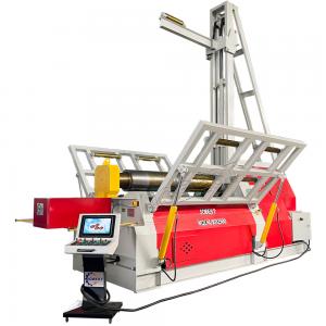 W12CNC-30X2500 with 15-inch touchscreen, four rollers made of 42CrMo material, inclined four-roll plate rolling machine, with upper and left/right material supports, and automatic lubrication function